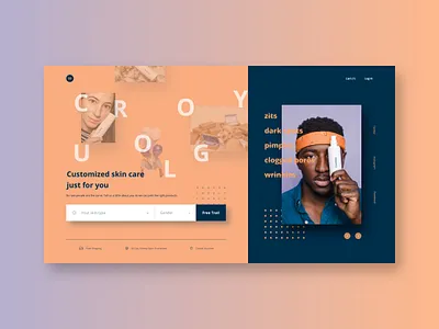 #dailyui #003 - Landing Page Curology concept branding concept dailyui design desktop landing page layout makeup skincare typography ui ux ui design web webdesign