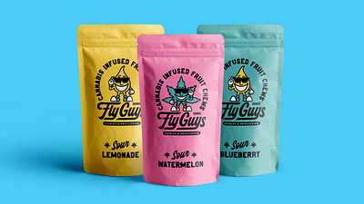 Fly Guys branding characters edibles fly fruit guys illustration logo marijuana packaging typography weed wip