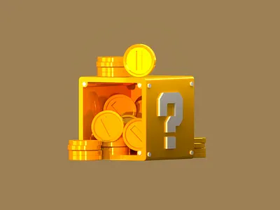 Golden coin box illsutration - Youtube tutorial 3d 3d art 3d box 3d illustration 3d modeling c4d cinema4d coins game art game ui golden illustration tutorial