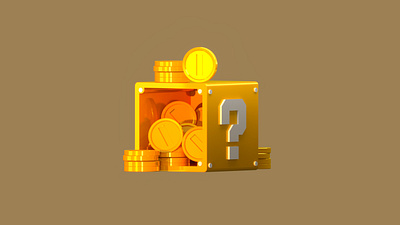 Golden coin box illsutration - Youtube tutorial 3d 3d art 3d box 3d illustration 3d modeling c4d cinema4d coins game art game ui golden illustration tutorial