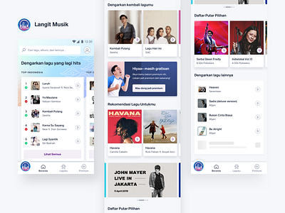 Langit Musik - Homescreen app apps homepage mobile musicapp ui ux