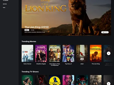 Video Streaming Application Homepage dark theme design desktop minimalistic design streaming ui video visual design
