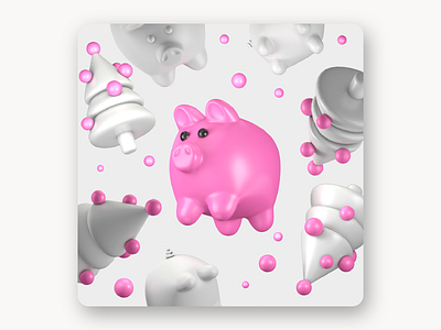 PIGGY 3d arnold c4d character landing minimal new year oink piggy pink render white