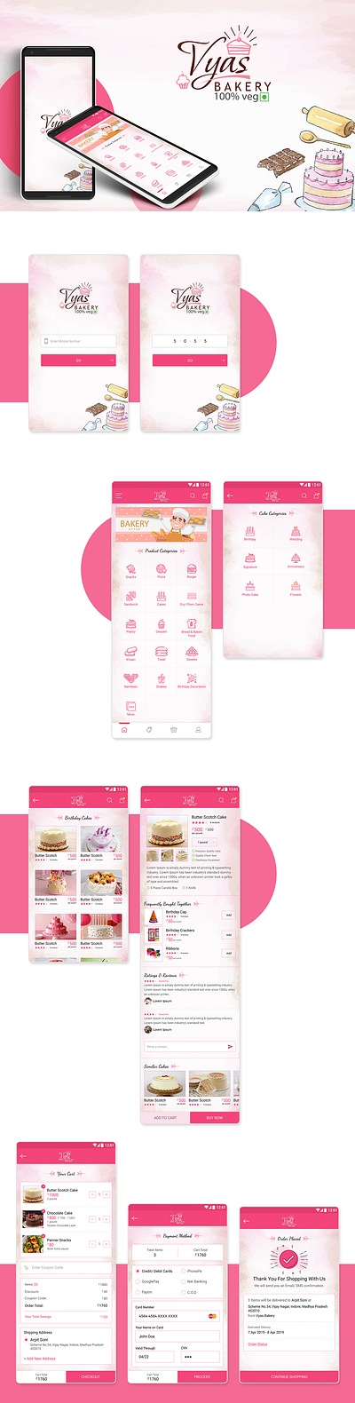 vyas app design app ui creative app creative design ecommerce ecommerce app online cake order online order