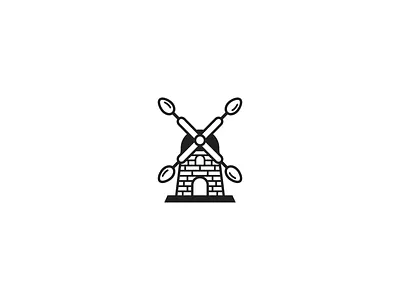 Windmill and spoons branding clean geometric line art logo logo design minimalist modern oatmeal simple spoons windmill