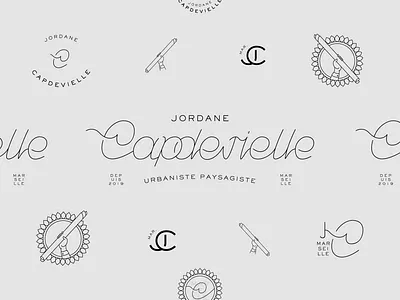 Brand exploration - lettering & badges badge badge logo hand identity illustration landscape designer leafs lettering ligature monogram paper responsive brand sans serif script lettering urban designer