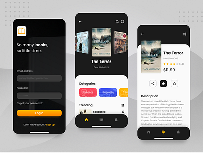 Book app android app application beautiful concept design home ios mobile ui uidesign uiux ux