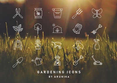 Gardening Icons by ARUNIKA design fertilizer garden gardening icon illustration plant portfolio vector