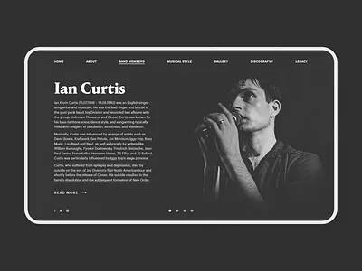 Joy Division — website adobe photoshop adobe xd ian curtis interaction interaction design joy division music post punk site design ui uiux user experience user interface user interface design web webdesign website website concept website design white and black