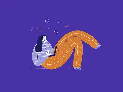 Tough work art character color design drawing freelance girl illustration laptop procreate woman work