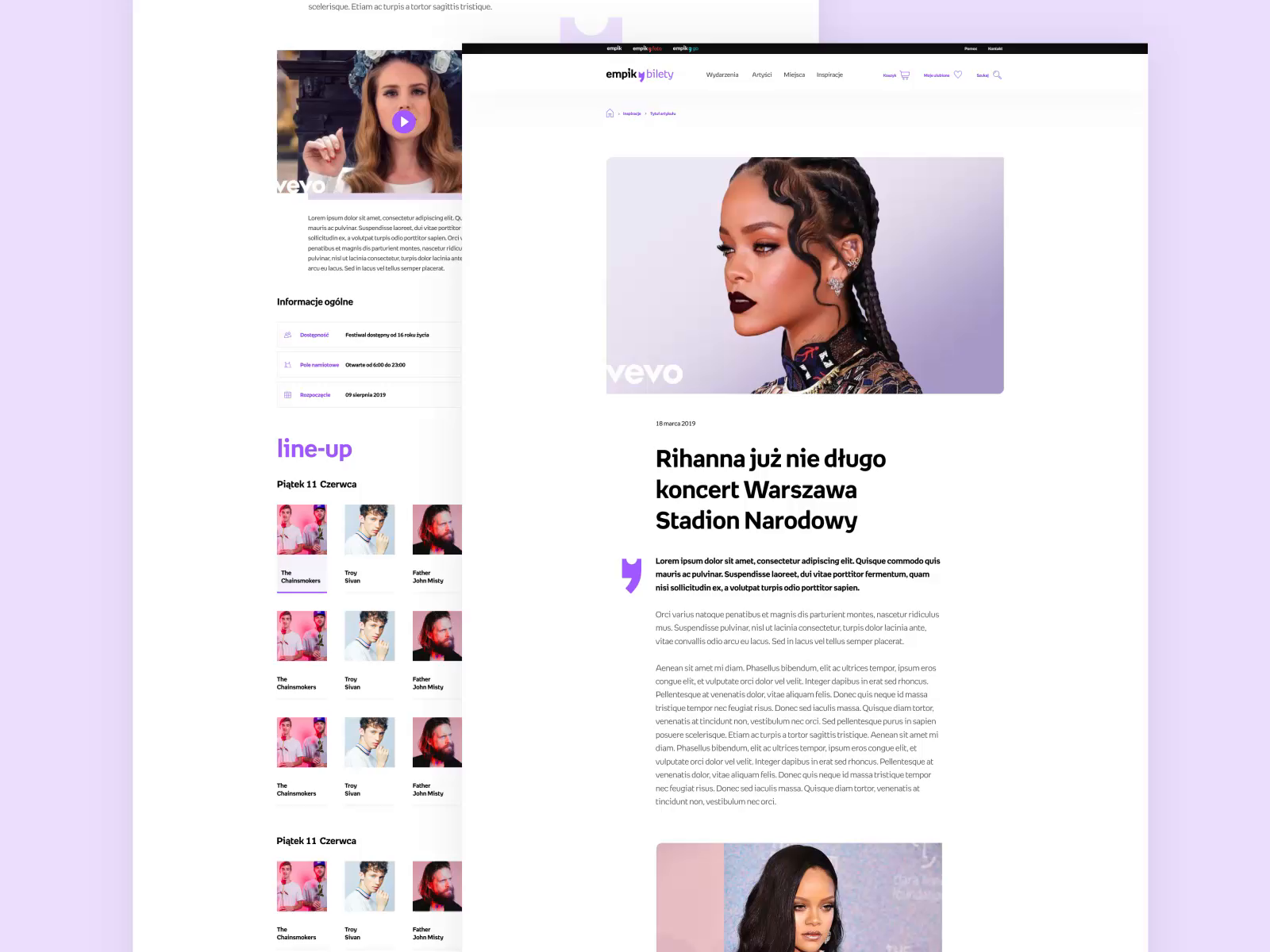 Example of Empik bilety - tickets website animation