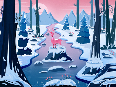 Snow scene illustration snow scene ui