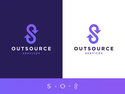 Outsource Services - Logotype Design arrows brand brand identity branding design grid layout identity identity designer illustration lettermark logo logo design logomark logotype designer mark negative space purple gradient s letter smart mark typography