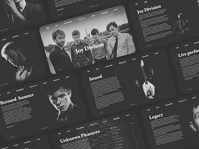 Joy Division — website 2 adobe photoshop adobe xd guitar inspiration interaction joy division music post punk site design ui ui ux uiux user experience user interface web webdesign website website concept website design white and black