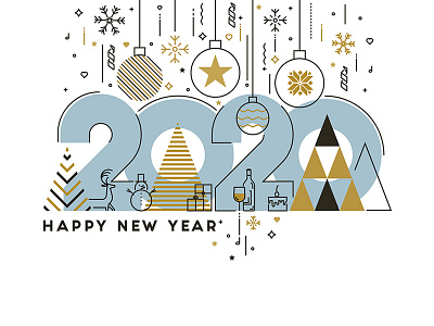 Happy New Year card art banner christmas card concept creative flat design illustraion illustration line new year simple design