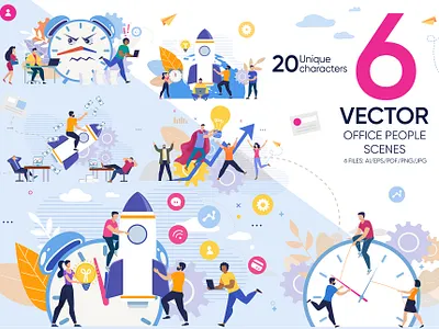 Office People Vector Scenes bubble business businessman cartoon concept design employee flat group man meeting people person professional social success team teamwork vector work