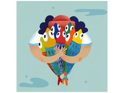 Man with sardines character design digital digitalillustration graphic illustration lisboa procreate