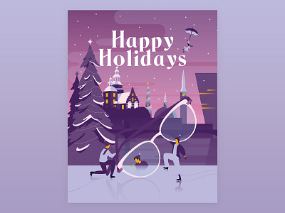 Optician Christmas card card christmas copenhagen fairytale flat glasses happy holidays illustration optician postcard vector