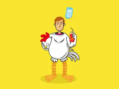 Chickenman art artwork cartoon characters chicken concept design fast food fun funny graphic icon illustration man vector