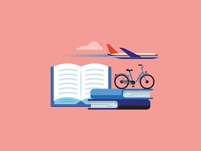 Activ retirement bike books illustration magazine plane press retirement vector