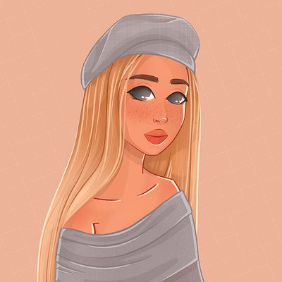 Girl with Freckles beauty cartoon character fashion illustration female character girl illustration portrait procreate sketch style