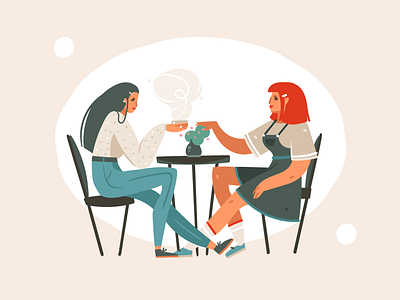 Girls abstract art cartoon characters design friends friendship girl illustration illustrations people people illustration print vector
