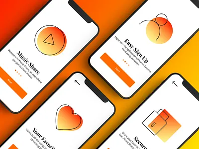iOS Onboarding Screens app design icon illustration ios logo minimal mobile mobile app mobile ui mobile uiux music app onboarding onboarding screen onboarding ui typography ui uidesign ux vector