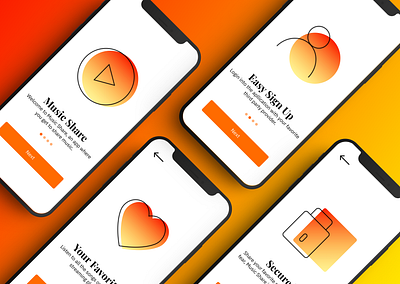 iOS Onboarding Screens app design icon illustration ios logo minimal mobile mobile app mobile ui mobile uiux music app onboarding onboarding screen onboarding ui typography ui uidesign ux vector