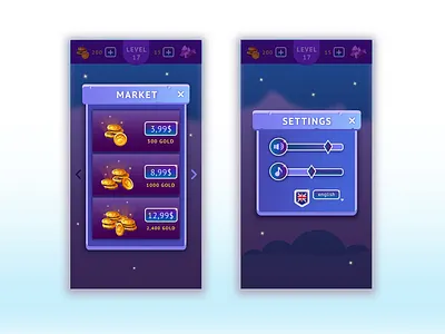 Mobile game button coin game illustrator interface market mobile game settings ui ux vector volume