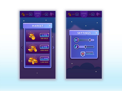 Mobile game button coin game illustrator interface market mobile game settings ui ux vector volume