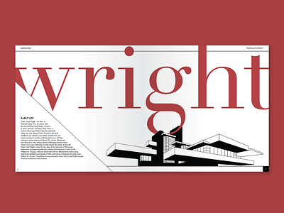 Frank Lloyd Wright Magazine Spread architecture architecture design black and white illustration magazine magazine illustration magazine spread minimal minimalism print print design type design typography vector art vector illustration