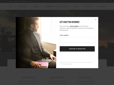 Knot Standard | Newsletter Modal e commerce knot standard lightbox mailing modal newsletter overlay popup product design subscribe subscription ui