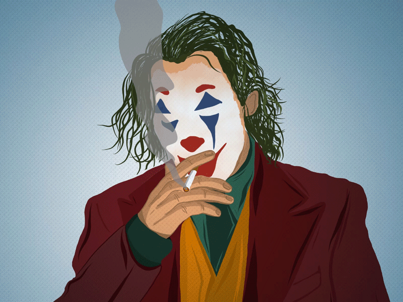 H A P P Y actor animated gif animation art artwork batman comic dc design flat illustration joaquin phoenix joker minimal smoke vector villain