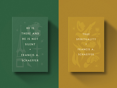 Francis Schaeffer Titles book christian church cross design dove fire gold icon illustration minimal retro series tones type vintage world