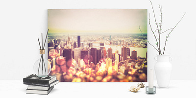 Bokeh over New York City bokeh effect light lightroom new york city photography photoshop poster print style yellow