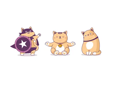 Funny Cats badges cat character cute design funny icon illustration pet sticker vector