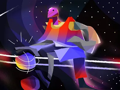 Baller! action basketball basketball player character color colors design drawing graphic illustration movement painting shapes sports