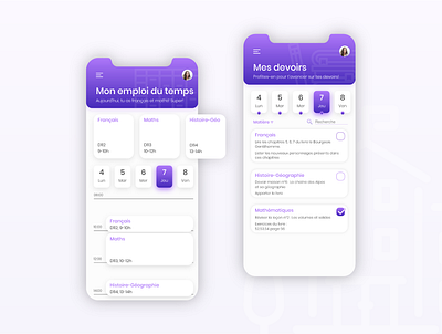 Pronote rebranding - Timetable app design branding colorful design education app mobile app mobile app design mobile design mobile ui school app timetable ui