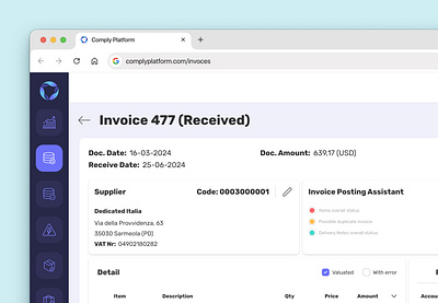 Comply Platform b2b design digital product electronic invoice fintech ocr ui ui design ux ux design webapp