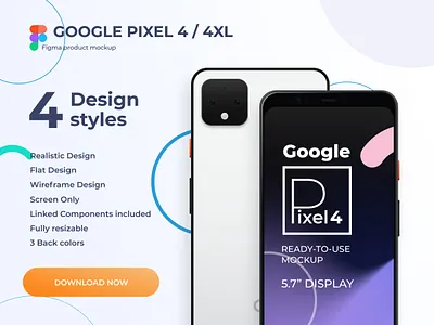 Google Pixel 4 - Figma Mockup clean clean design design download figma material flat freebie google mockup google pixel 4 interface mobile mockup mockups modern phone pixel4 ui uiux vector