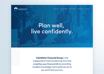 CalmWater Website brand design brand identity brand messaging branding copywriting finances financial insurance investment logo design money ui design ux design visual design web design web designer