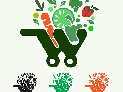 W SHOP branding design design graphic illustration illustrator logo shopping app vector vegetable web