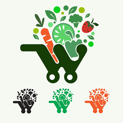 W SHOP branding design design graphic illustration illustrator logo shopping app vector vegetable web
