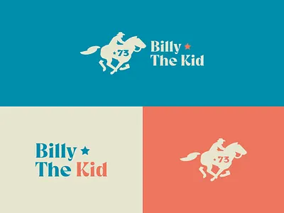 Billy The Kid badge branding colours cowboy flat horse icon logo mark orange vintage