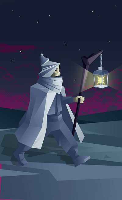 The Hermit card geometric illustration tarot vector