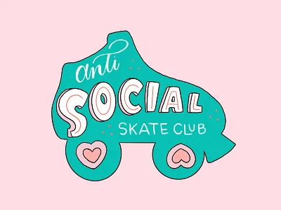 Anti Social Skate Club derby design illustration lettering roller derby roller skate skate skate club sticker