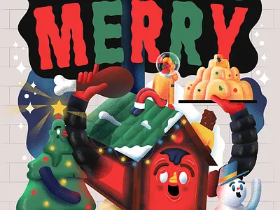 It's Merry character christmas graphicdesign hand lettering illustration people type winter