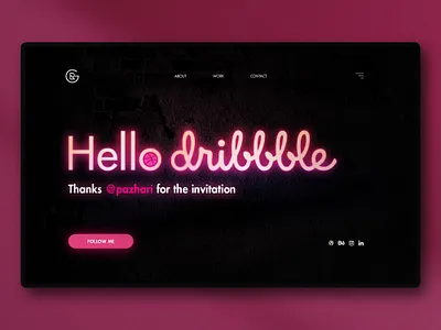 Hello Dribbble ! hello hello dribbble invite landingpage neon neon lights ui design webdesign