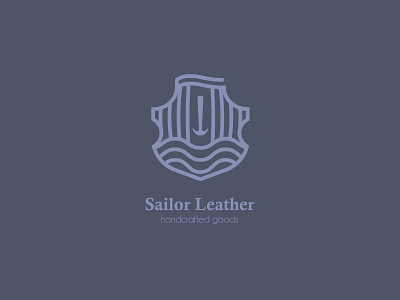 Sailor Leather Handcrafted Goods LOGO V2 boat leather logo line logo lined logo logotype ocean sailor sea shield stamp