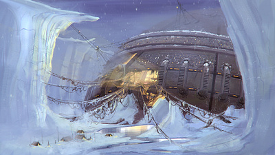 Fallen & Forbidden concept art digital painting spaceship